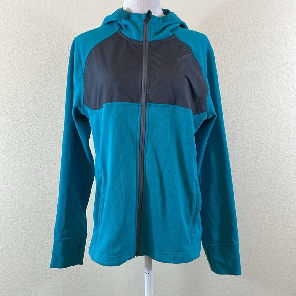 Marmot Teal and Black Hooded‎ Jacket Small